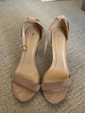 Nude Suede Ankle Strap Sandals - Nude